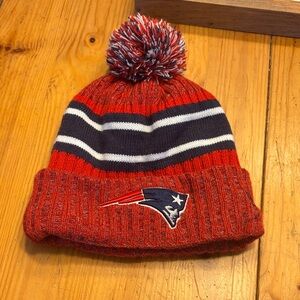 Red and Blue Patriots Knit Beanie with Logo